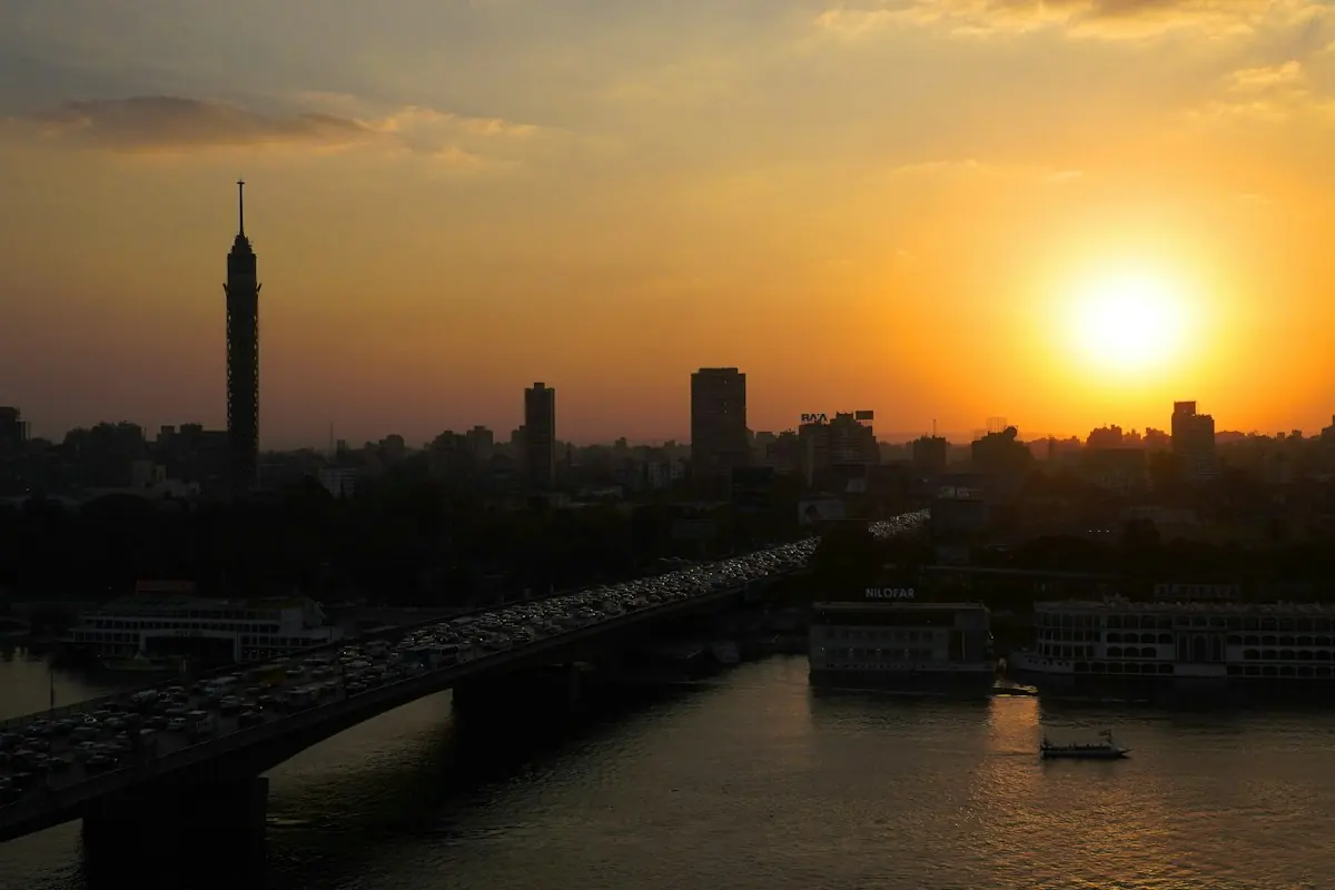 Sunset over the Nile and the Cairo Tower