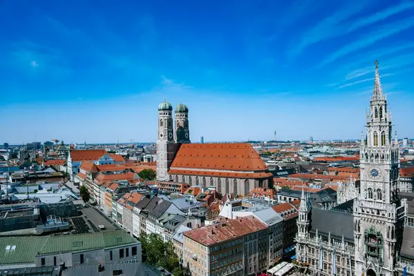 The Frauenkirche towers and the old town, Munich